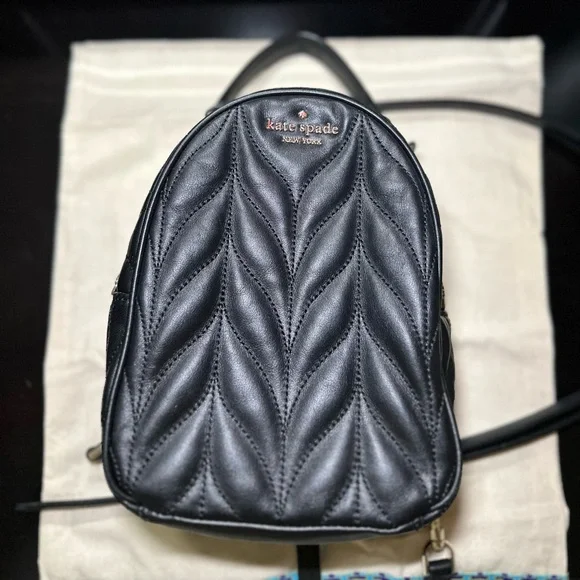 Kate Spade Black Quilted Mini Backpack with Gold Hardware Kate Spade Black Quilted Leather Backpack With Gold Hardware main image 3